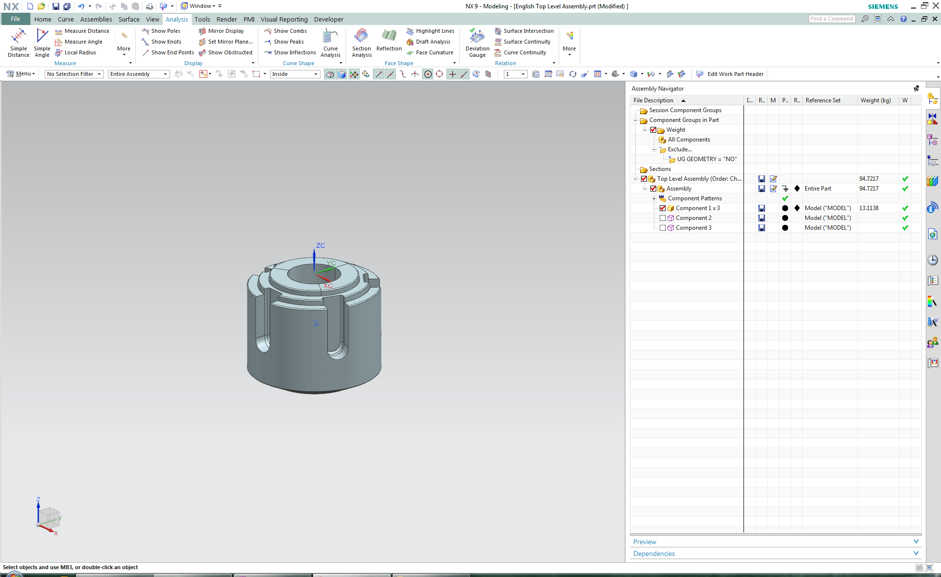 How to calculate assembly weight in NX in presence of WAVElinked bodies