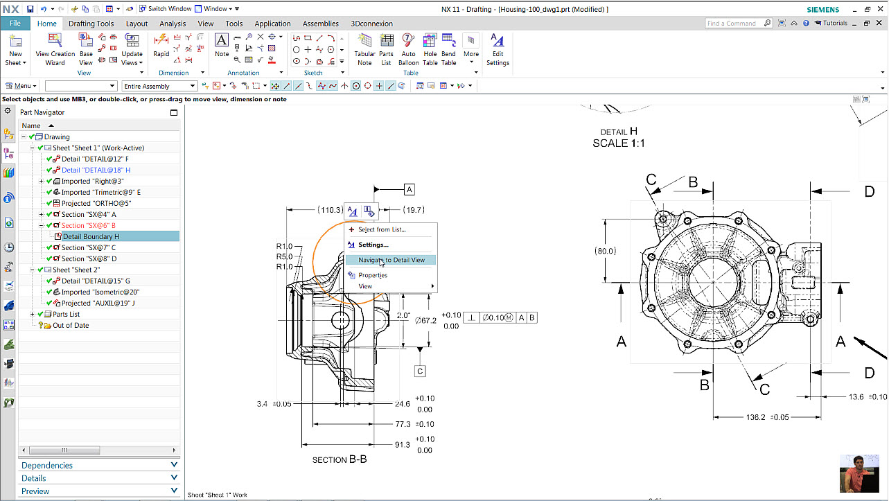 Drafting Navigate to View in NX 11.0.1