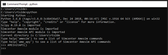 How to launch Python AMESim API using Window command prompt