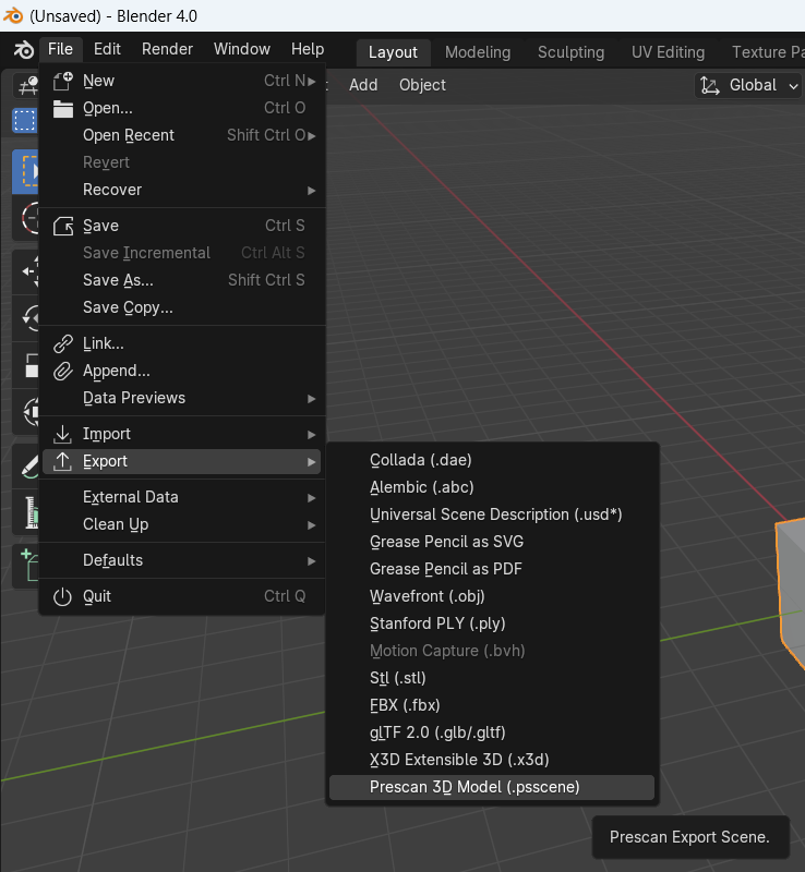Install Simcenter Prescan Blender Plugin, how to use and Import of 3D