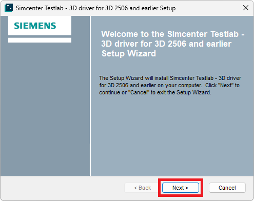 The driver installation wizard
