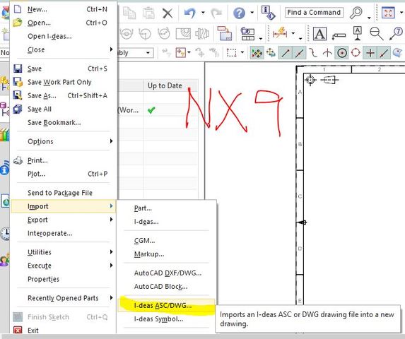 Import I-DEAS drawing to NX drafting