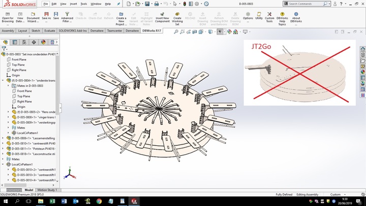 JT Translator for Solidworks 2018 not showing patterned and/or mirrored  parts/assemblies